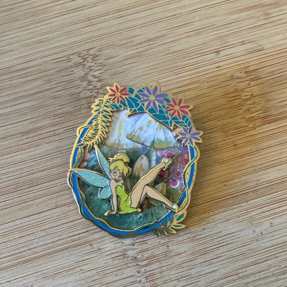 Disney Gold Enamel Pin with Floral Design